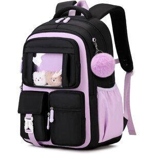 Girls Black and Purple Students Book Bag Kawaii Ita Backpack